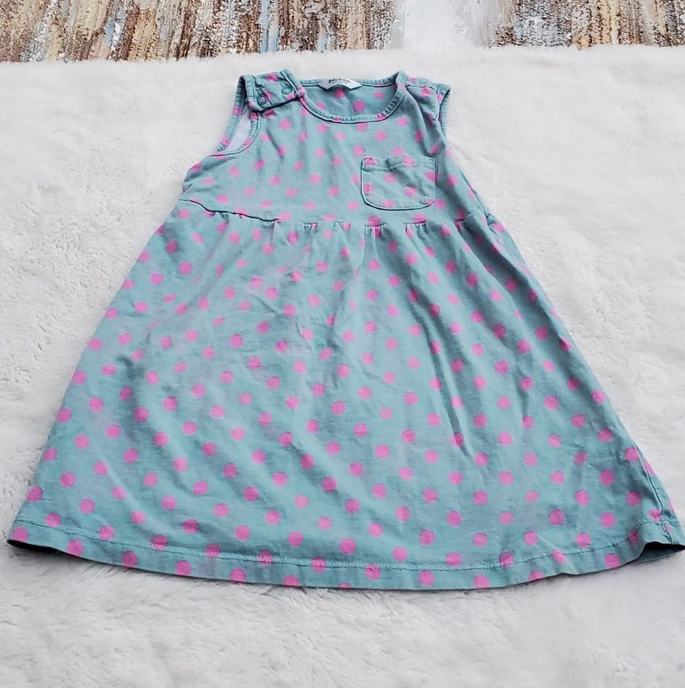 Baby Boden Blue Dress with Pink Polka Dots Size 2-3 Yrs Old